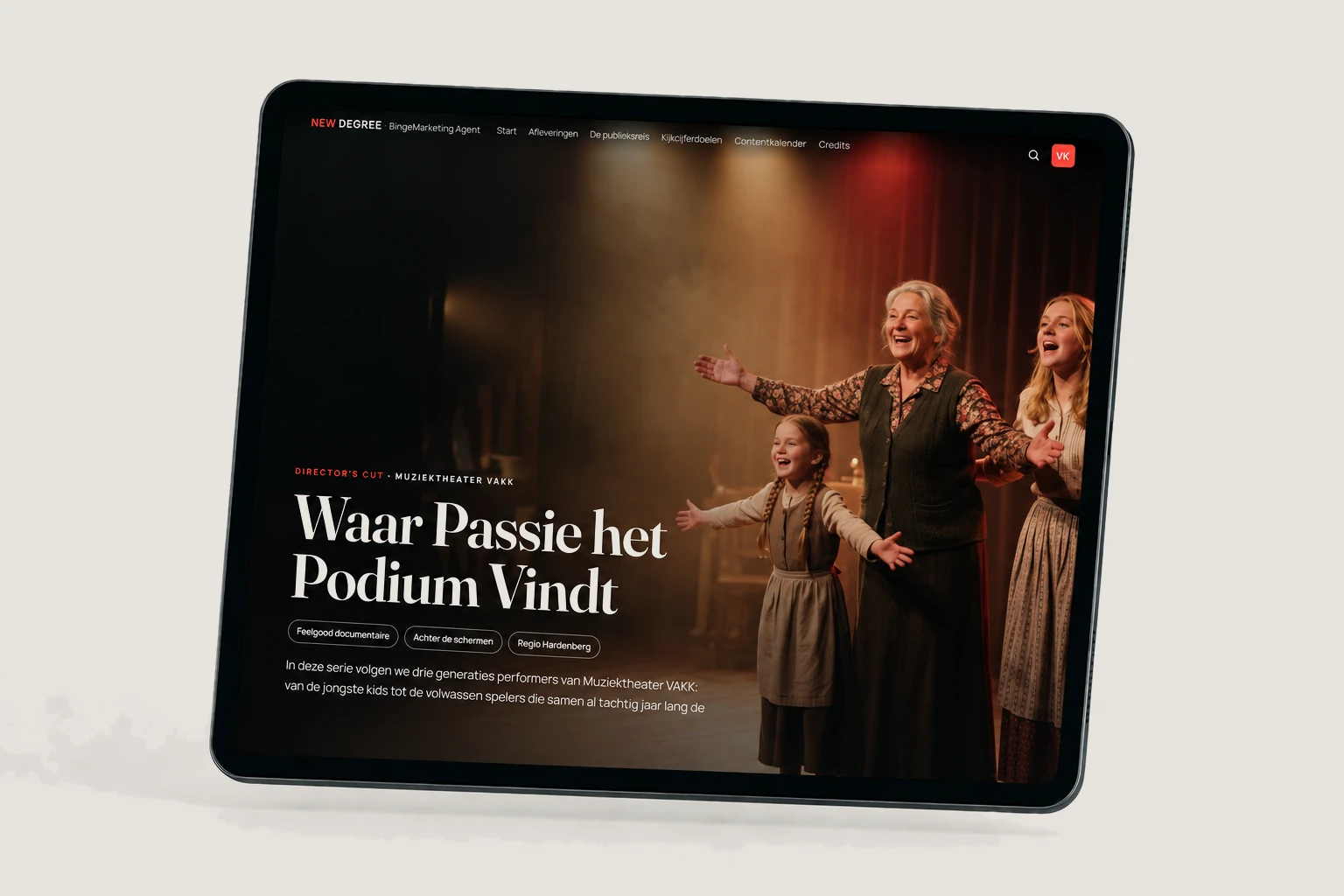 De Director's Cut van Muziektheater VAKK op een tablet